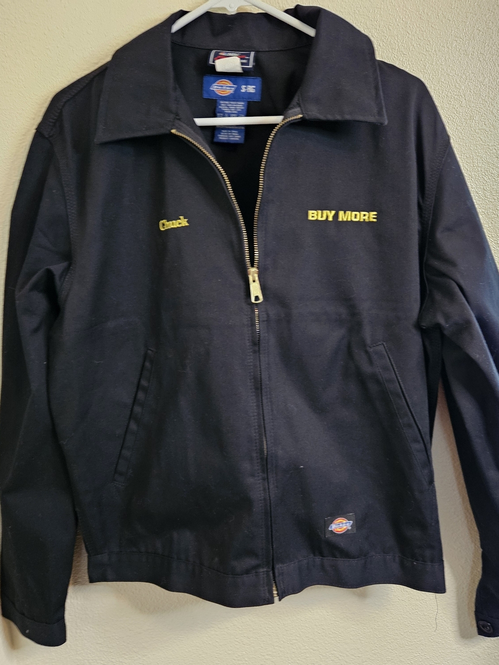 Dickies Navy Work Zip Jacket with Yellow Embroidery